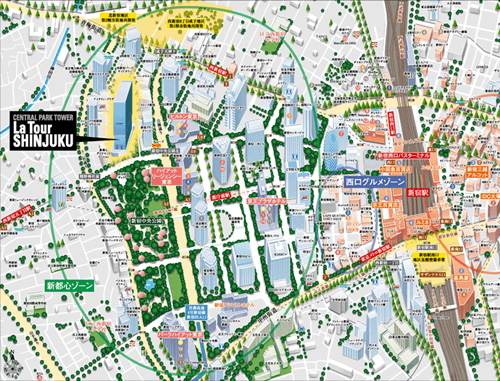 セントラルパークタワー・ラトゥール新宿：現地案内図